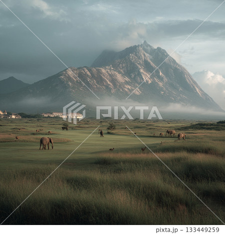 ゴルフ場を彷徨う動物 133449259