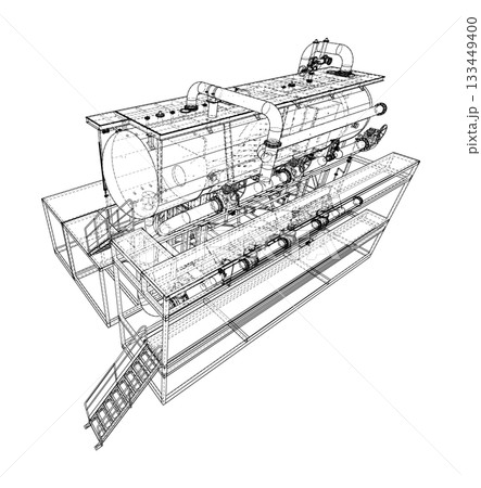 Industrial Machine Blueprint. Vector 133449400