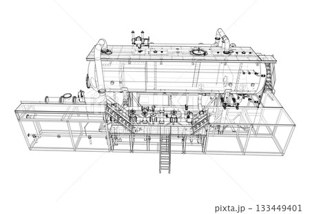 Industrial Equipment Wireframe Design. Vector 133449401