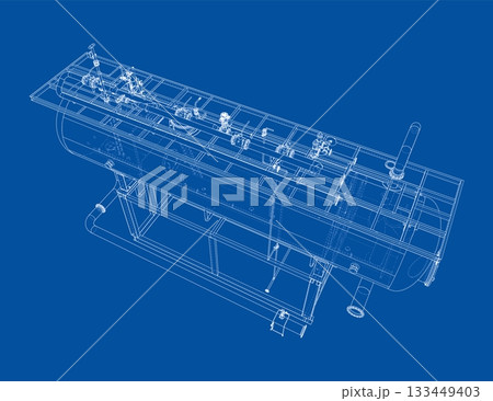 Industrial Equipment Blueprint. Vector Industrial Equipment Blueprint. Vector 133449403