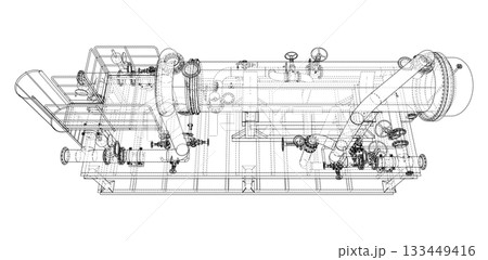 Industrial Equipment Blueprint. Vector Industrial Equipment Blueprint. Vector 133449416