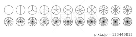 Sectors divide the circle on equal parts. Parts of diagram wheel from 1 to 22. Template of pie chart. Coaching blank. Segmented charts. Pie charts, pizza charts set. Segmented infographic chart. Sectors divide the circle on equal parts. Parts of diagram wheel from 1 to 22. Template of pie chart. Coaching blank. Segmented charts. Pie charts, pizza charts set. Segmented infographic chart. 133449813
