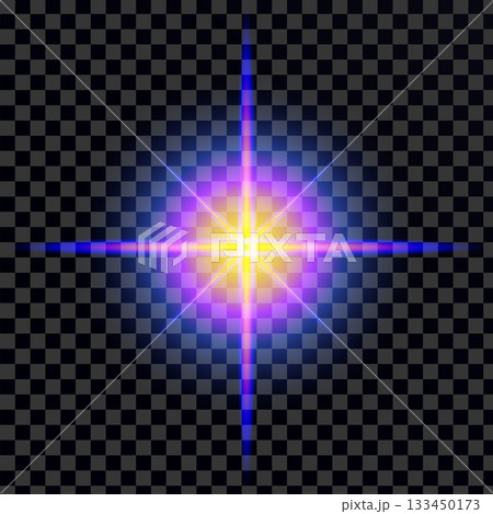 Glowing multicolored starburst light with transparent background 133450173