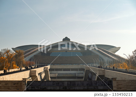 A large building with a lot of windows and a large dome A large building with a lot of windows and a large dome 133450213