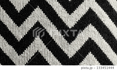 Zigzag Carpet Pattern High Contrast Black White Chevron Design Modern Interior Decor 133451444