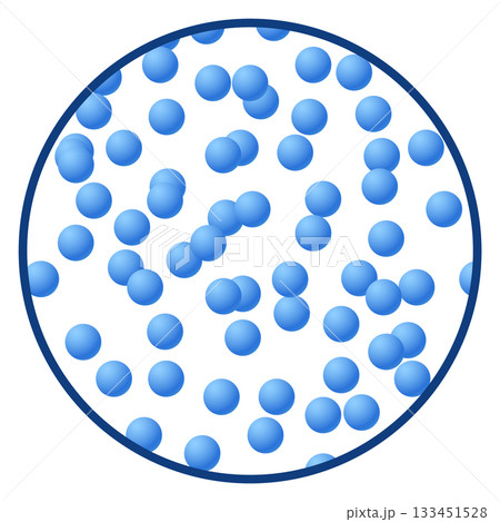 A close up of a blue sphere with many other blue spheres surrounding it 133451528