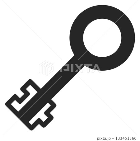 A key is shown in black and white A key is shown in black and white 133451560