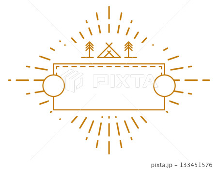A yellow and white design with a frame that says camping 133451576