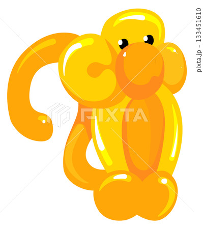 A yellow monkey with a balloon tail 133451610