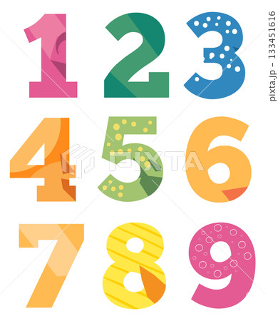 A set of colorful numbers from 1 to 9 133451616