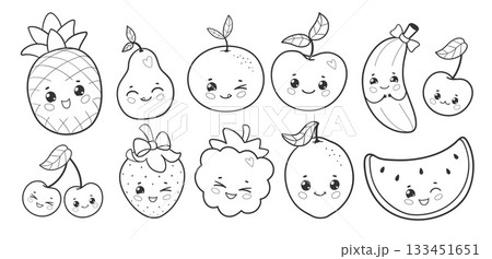 Cute black and white fruit set Cute black and white fruit set 133451651