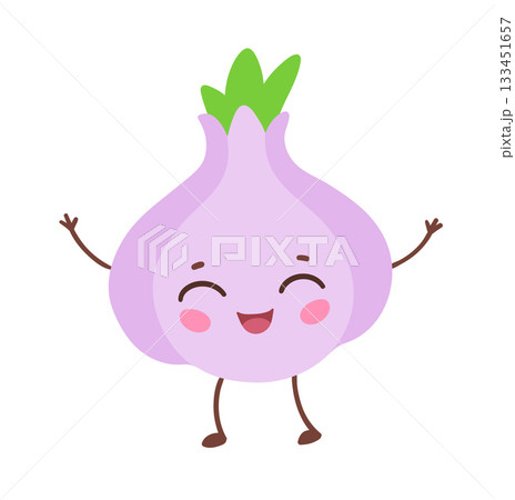 Cute garlic character with smile Cute garlic character with smile 133451657