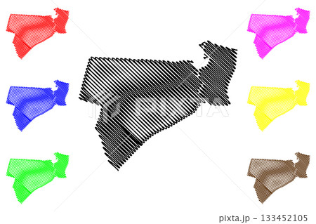 Baarn municipality (Kingdom of the Netherlands, Holland, Utrecht province) map vector illustration, scribble sketch map 133452105