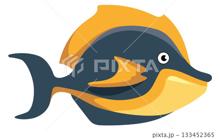 A cartoon fish with a yellow belly and blue tail A cartoon fish with a yellow belly and blue tail 133452365