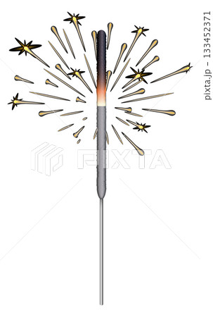 A firework is lit and the flames are shooting out of the top 133452371