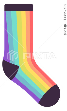 A rainbow sock with a rainbow stripe 133452409