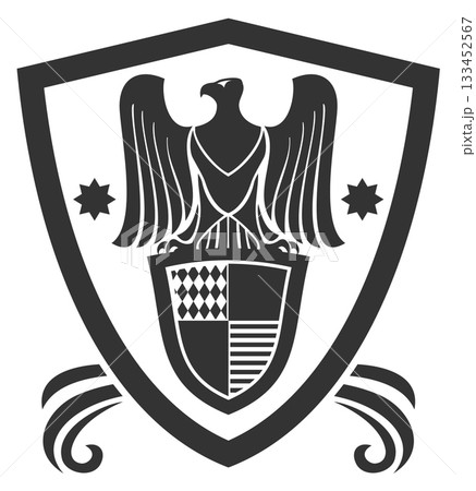 A black shield with an eagle on it 133452567