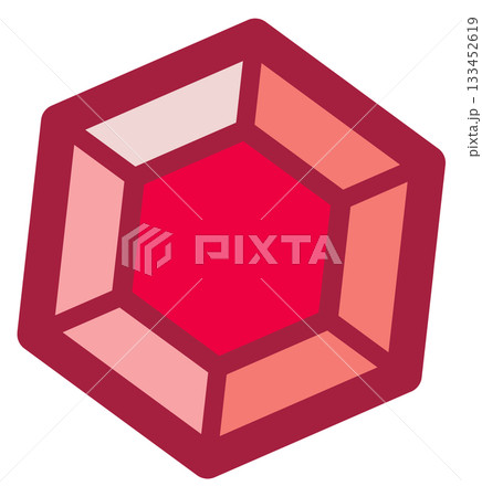 A red gemstone with a hexagonal shape A red gemstone with a hexagonal shape 133452619