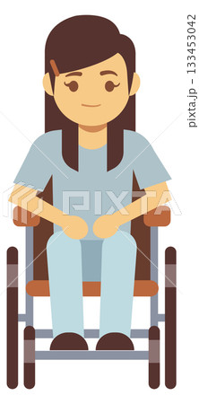 A woman in a wheelchair is smiling 133453042