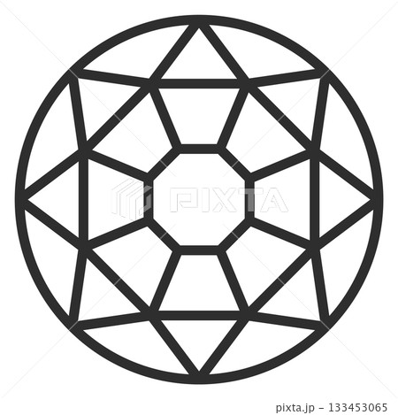 A diamond is shown in a black and white drawing A diamond is shown in a black and white drawing 133453065