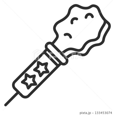A black and white drawing of a stick with stars on it A black and white drawing of a stick with stars on it 133453074