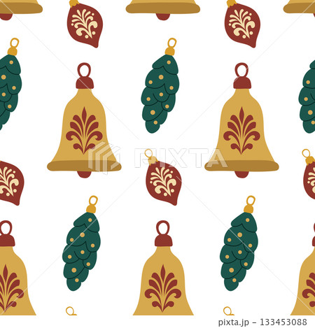 Christmas toys seamless pattern. Victorian Christmas toys, vintage, retro pattern. 133453088