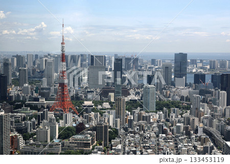 東京都市景観 東京タワーと高層ビルが立ち並ぶ街 東京都市景観 東京タワーと高層ビルが立ち並ぶ街 133453119