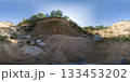 HDRI seamless spherical 360-degree panorama of sand quarry. 360 degree panorama of a sand quarry and stones amidst a forest 133453202