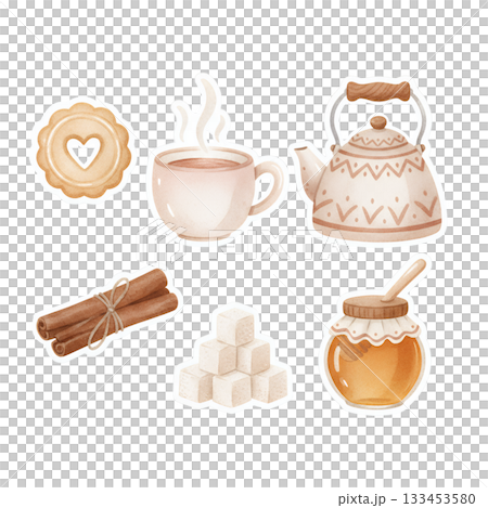 ハニーとシナモンのティータイムステッカーセット 133453580