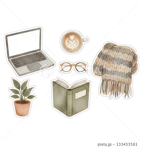 コージーワークスペースの必需品ステッカーセット 133453581