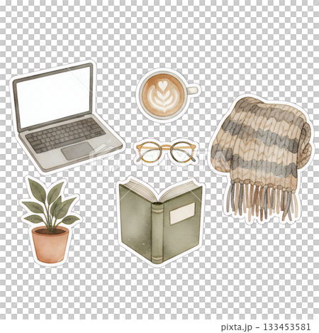 コージーワークスペースの必需品ステッカーセット 133453581