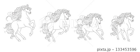 Horses outline set Horses outline set 133453596