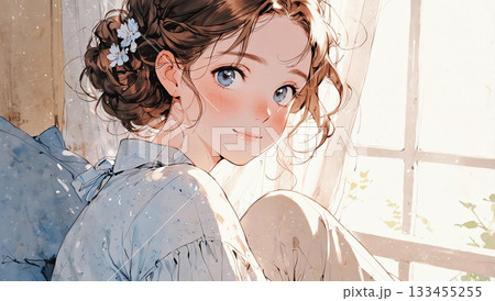 少女一人　AI生成素材 133455255