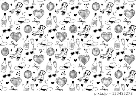 Whimsical cowgirl patterns celebrate fun and flair in a playful dance of color and style 133455278