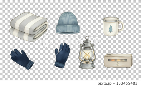 冬季保暖物品插畫集 133455483