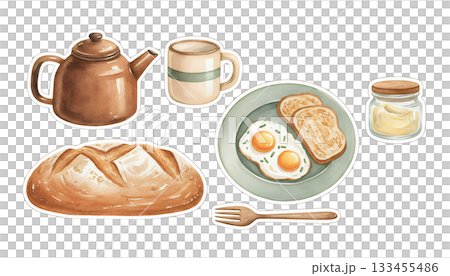 暖心早餐插畫集 133455486