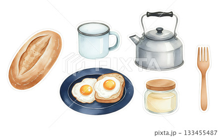 シンプルな朝食イラストセット 133455487