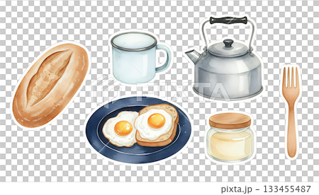 シンプルな朝食イラストセット 133455487