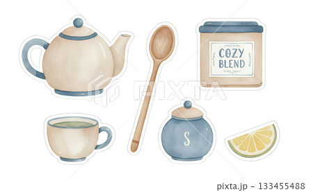 くつろぎのティータイムイラストセット 133455488