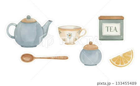 柔らかなティーセットイラスト 133455489