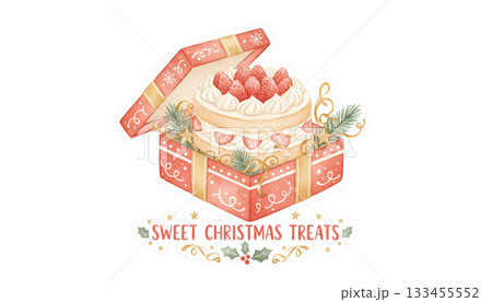 スイートクリスマススイーツ水彩イラスト 133455552