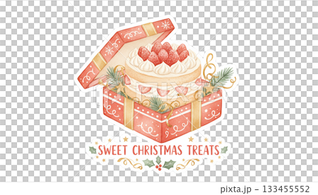 スイートクリスマススイーツ水彩イラスト 133455552