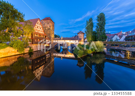 Historic Old Town at Night. Nuremberg, Franconia, Germany 133455588