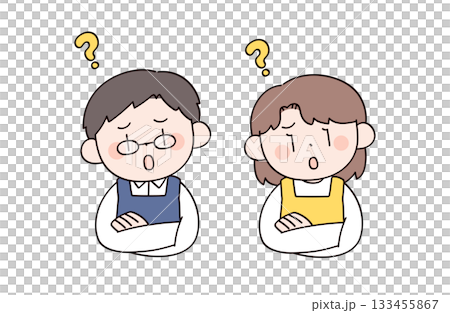 主婦や主夫をイメージした男女2人のイラスト 133455867