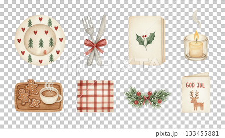 北欧風クリスマステーブル＆雑貨アイコンセット 133455881