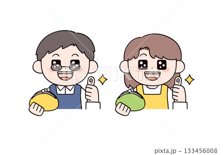 財布を持った主婦や主夫をイメージした男女2人のイラスト 133456008