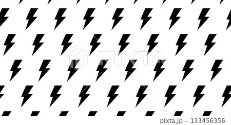 Thunder bolts pattern. Reapeated thunderstorm lightning signs isolated on white background. Flash, energy, danger or shock cartoon symbols wallpaper. Vector graphic illustration 133456356