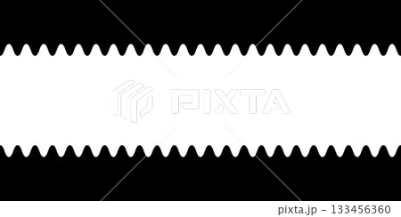 Top and bottom borders with corrugated edges. Rectangular frame with wavy borders and empty space in the middle. Template for web banner. Vector graphic illustration Top and bottom borders with corrugated edges. Rectangular frame with wavy borders and empty space in the middle. Template for web banner. Vector graphic illustration 133456360
