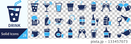 向量飲料輪廓圖示集 133457073