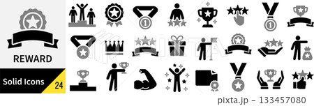 ベクターのリワードに関するシルエットアイコンセット ベクターのリワードに関するシルエットアイコンセット 133457080